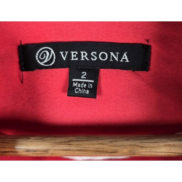 Versona Red Blazer 2 Collarless Hook Eye Pockets Split Cuffs Stretch Work Jacket - Picture 3 of 16